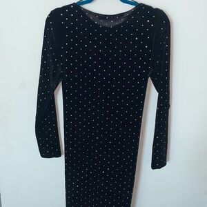 Black velvet mini dress with sequins